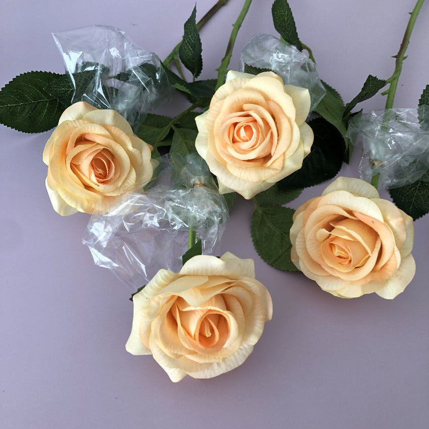 Yellow Flowers Artificial Roses for Home Wedding Table Decor 10pcs