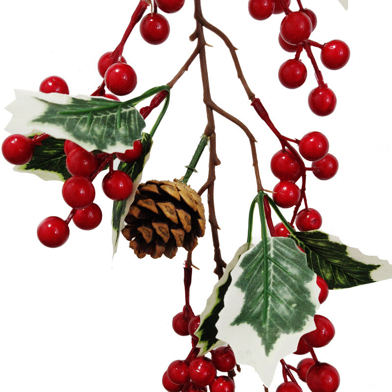 Artificial Red Berry Garlands with Pine Cones 2 Strands