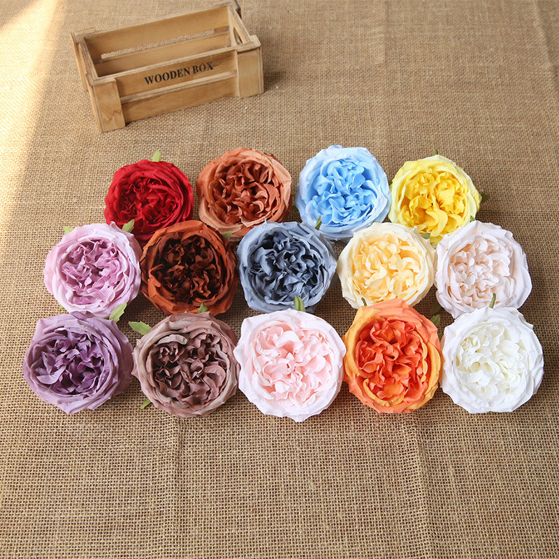 Cabbage Roses Silk Flower Heads 3.9 inch