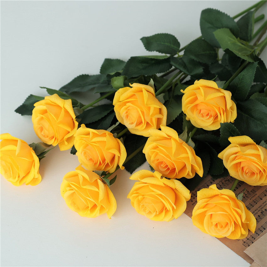 Wholesale Flowers Yellow Real Touch Roses 100 pcs