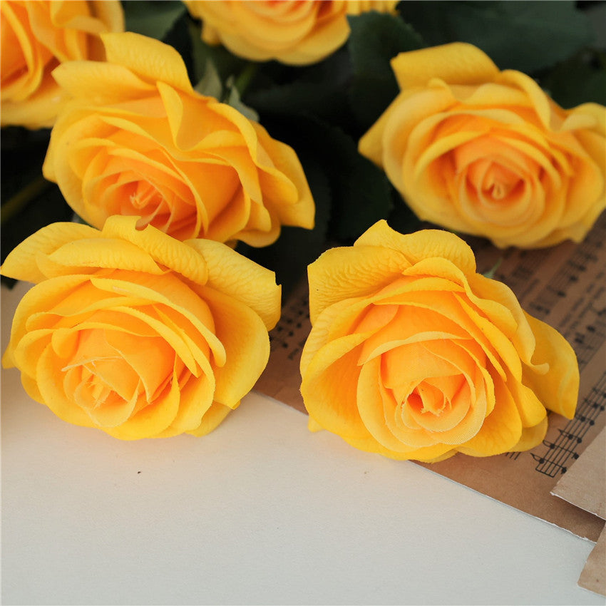 Wholesale Flowers Yellow Real Touch Roses 100 pcs