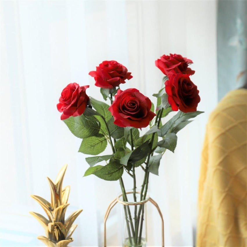 dark red flowers real touch roses