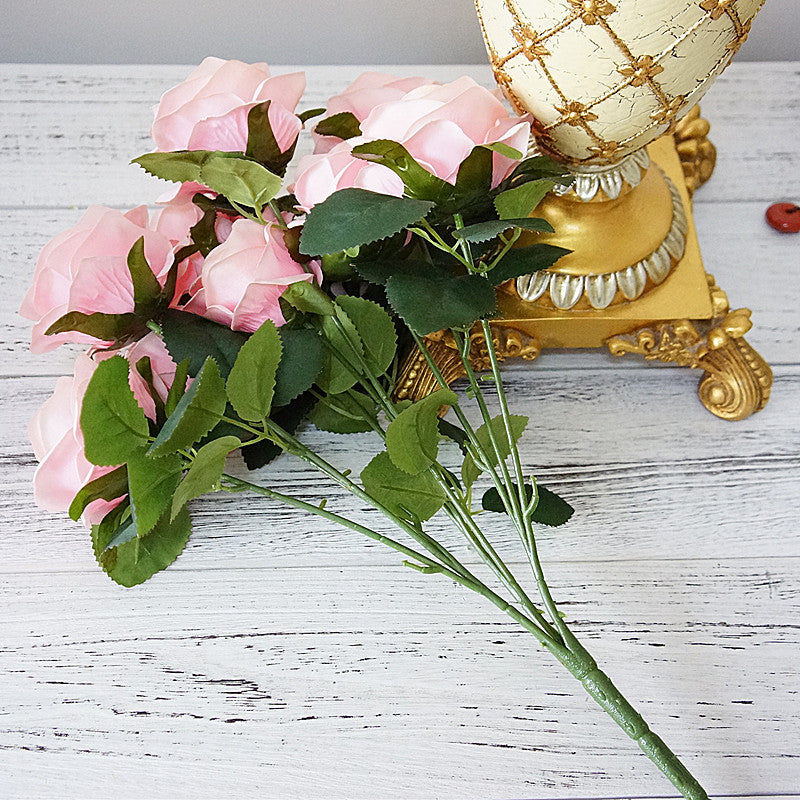 Rose Gold Mauve White Pink Silk Rose Bouquet Fake Flowers