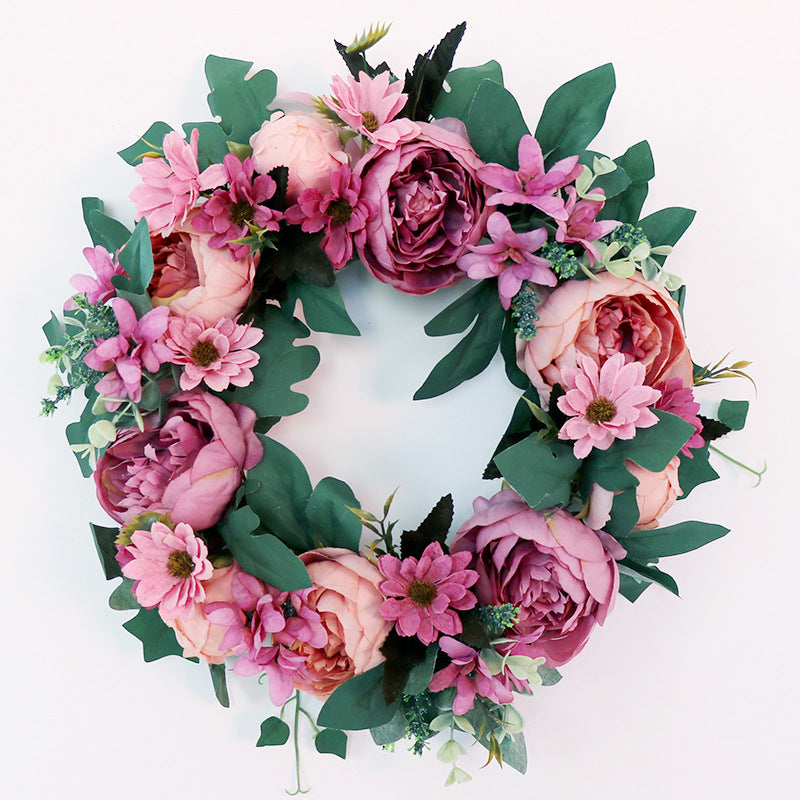 Pink Flower Wreath for Fall Wedding Front Door Decoration