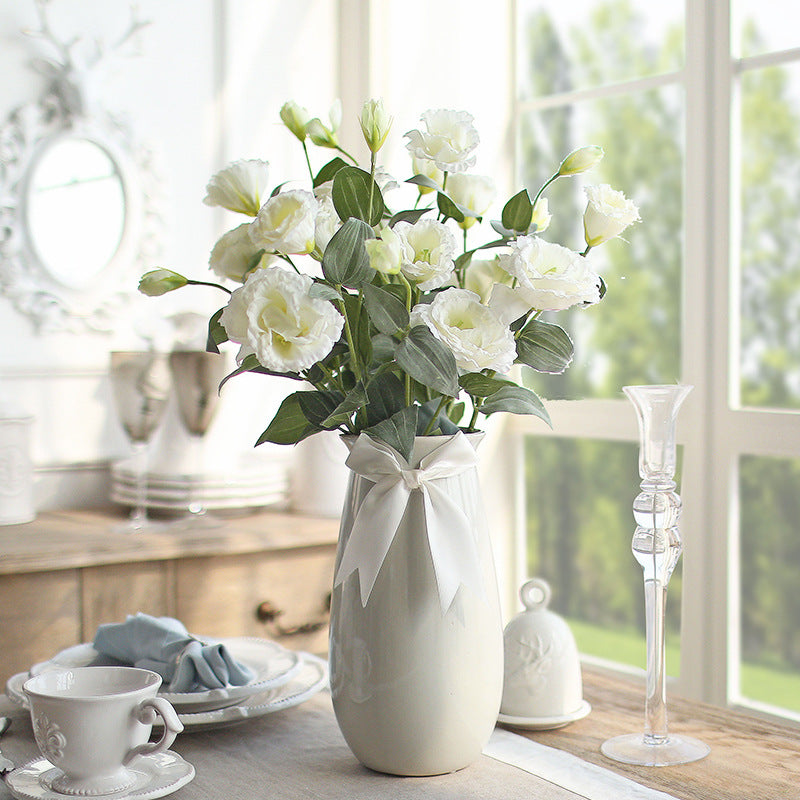 10 White Lisianthus Artificial Flowers