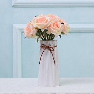 VANRINA Wedding Bouquet Flowers Silk Rose Bouquet for Bridesmaid Peach Pink 1