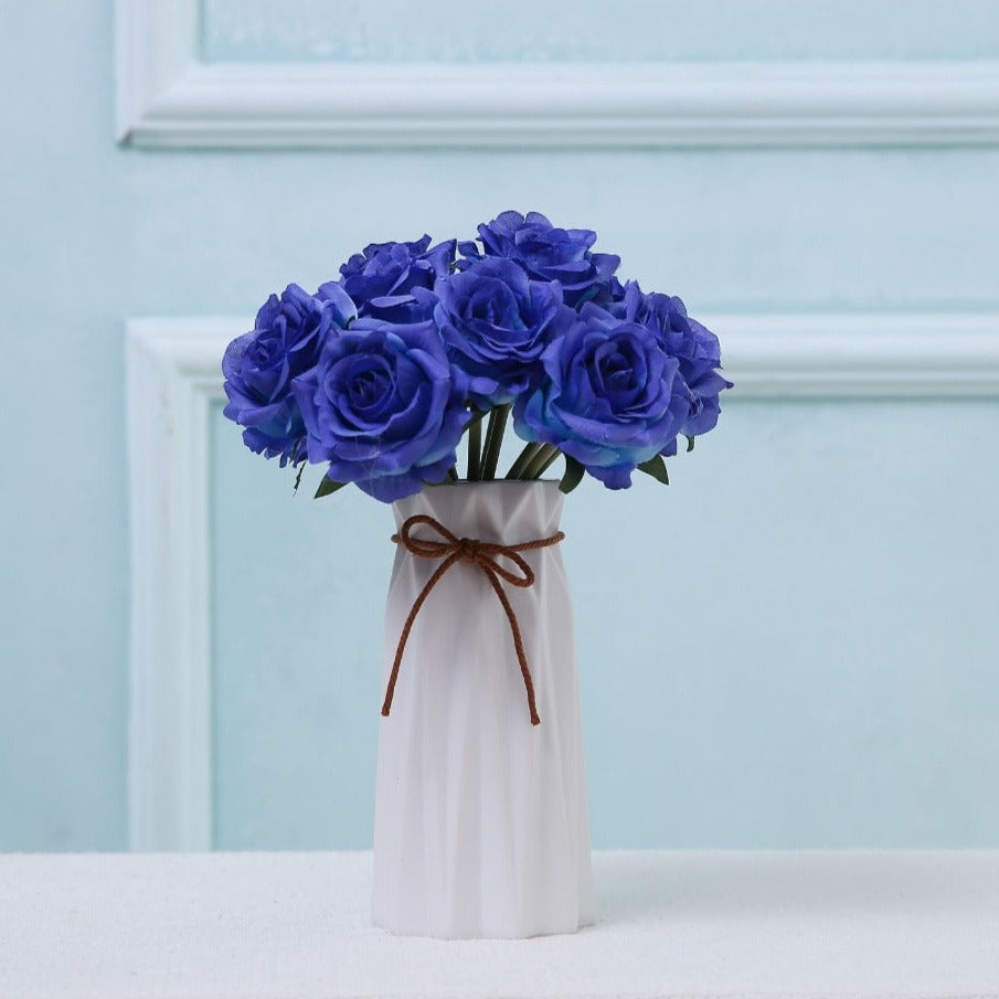 VANRINA Wedding Bouquet Flowers Silk Rose Bouquet for Bridesmaid Royal Blue