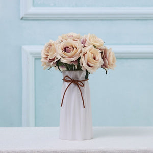VANRINA Wedding Bouquet Flowers Silk Rose Bouquet for Bridesmaid Beige