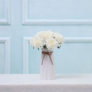 VANRINA Wedding Bouquet Flowers Silk Rose Bouquet for Bridesmaid Cream