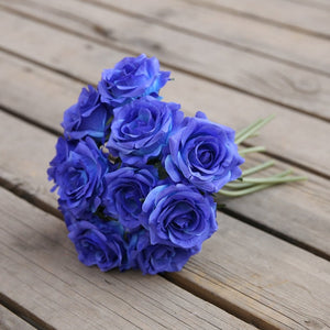 VANRINA Wedding Bouquet Flowers Silk Rose Bouquet for Bridesmaid Royal Blue 1