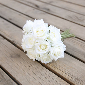 VANRINA Wedding Bouquet Flowers Silk Rose Bouquet for Bridesmaid Cream 1