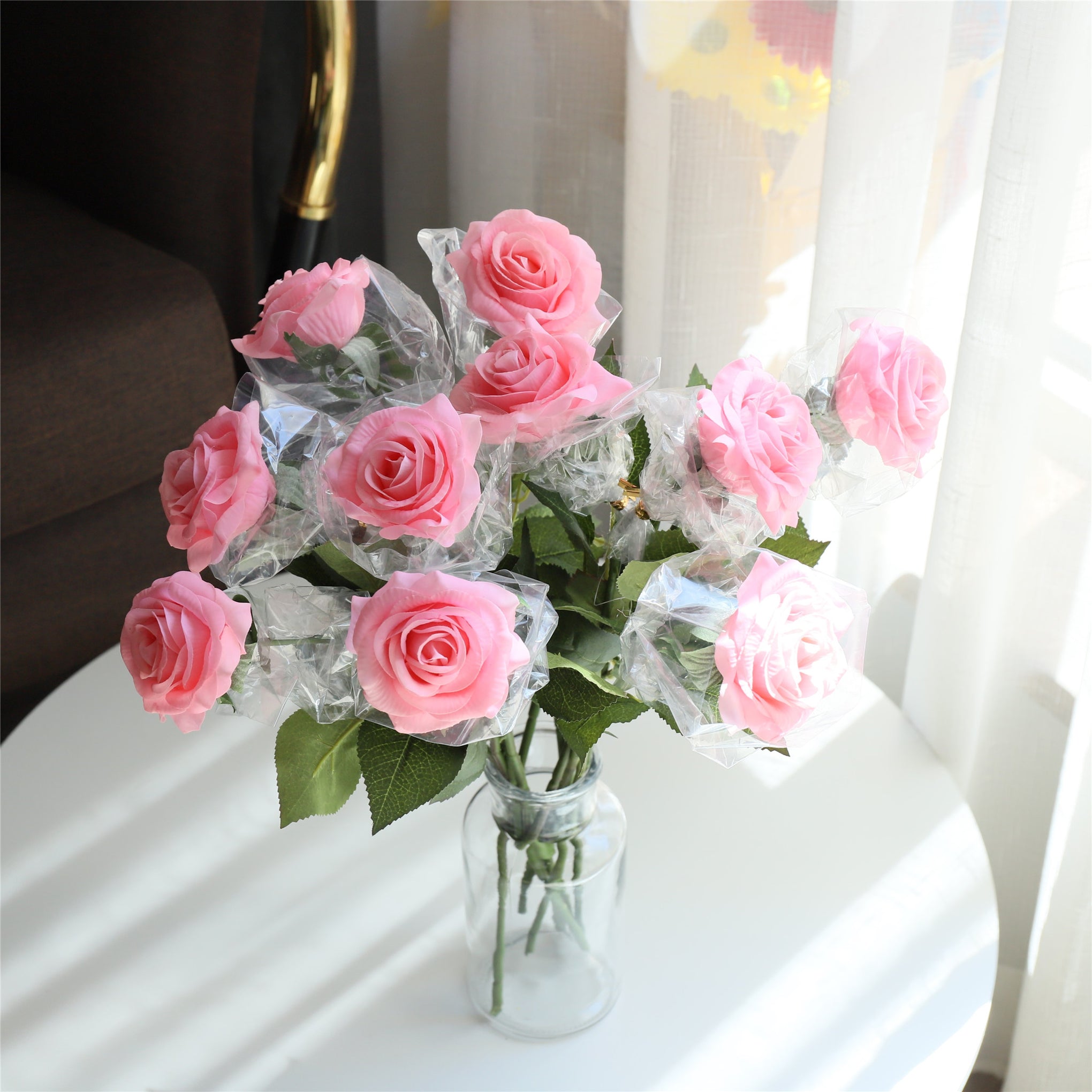 Real Touch Flowers Soft Pink Roses Bulk 50 Flowers - VANRINA