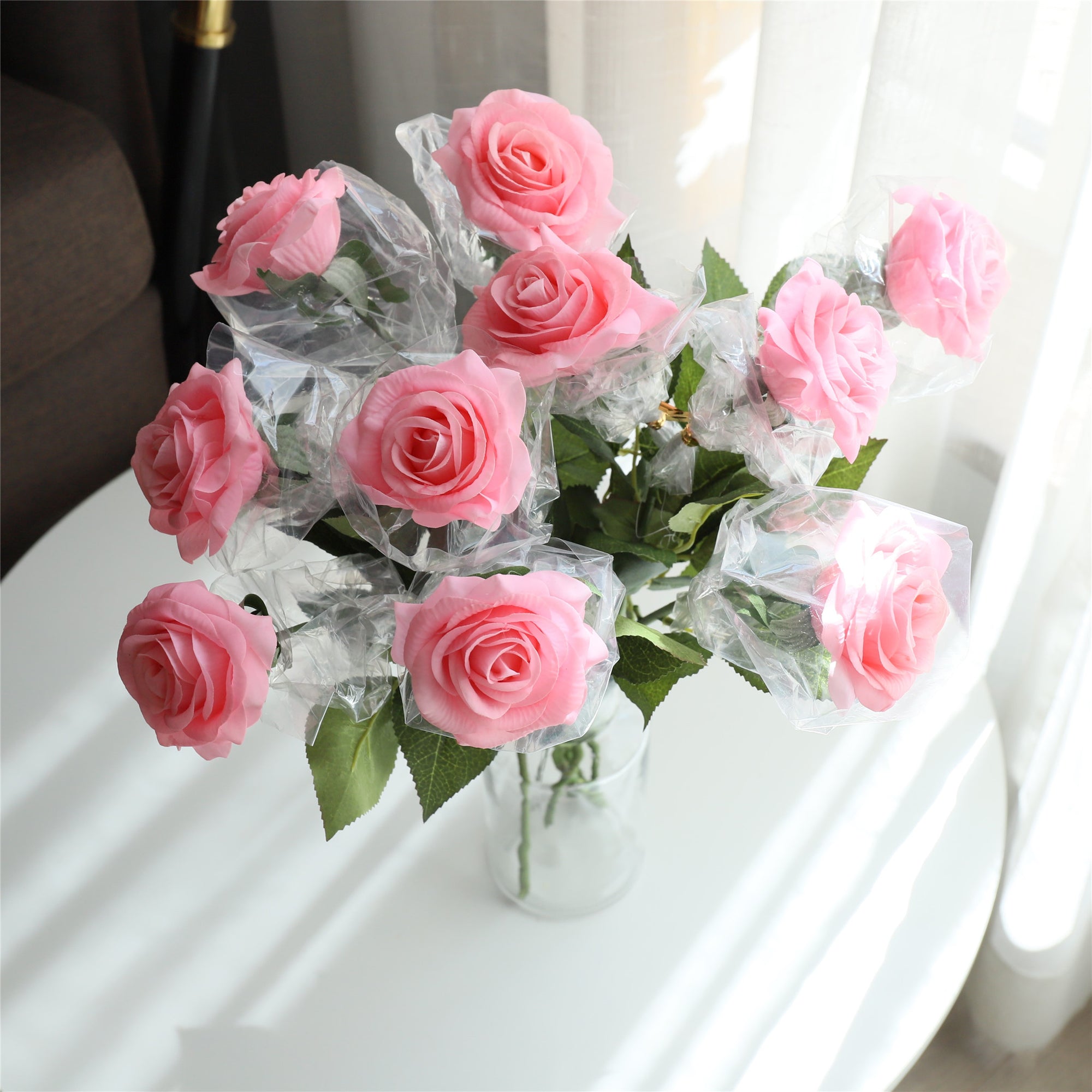 Real Touch Flowers Soft Pink Roses Bulk 50 Flowers - VANRINA