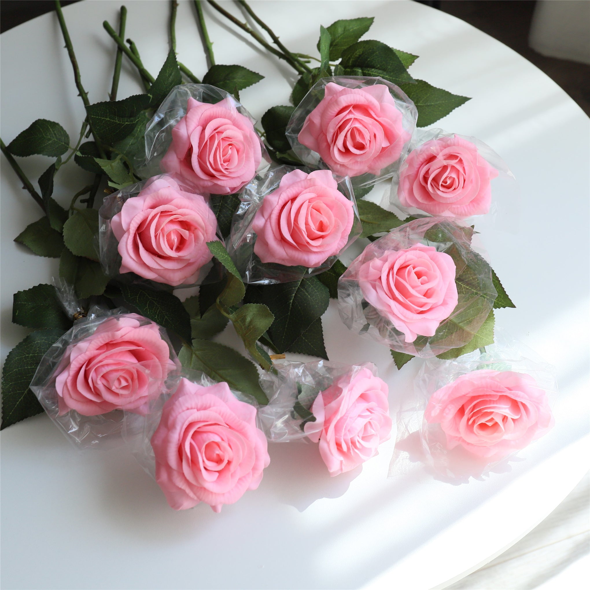 Real Soft Pink Roses Real Touch Flowers Soft Pink Roses Bulk 50 Flowers - VANRINA
