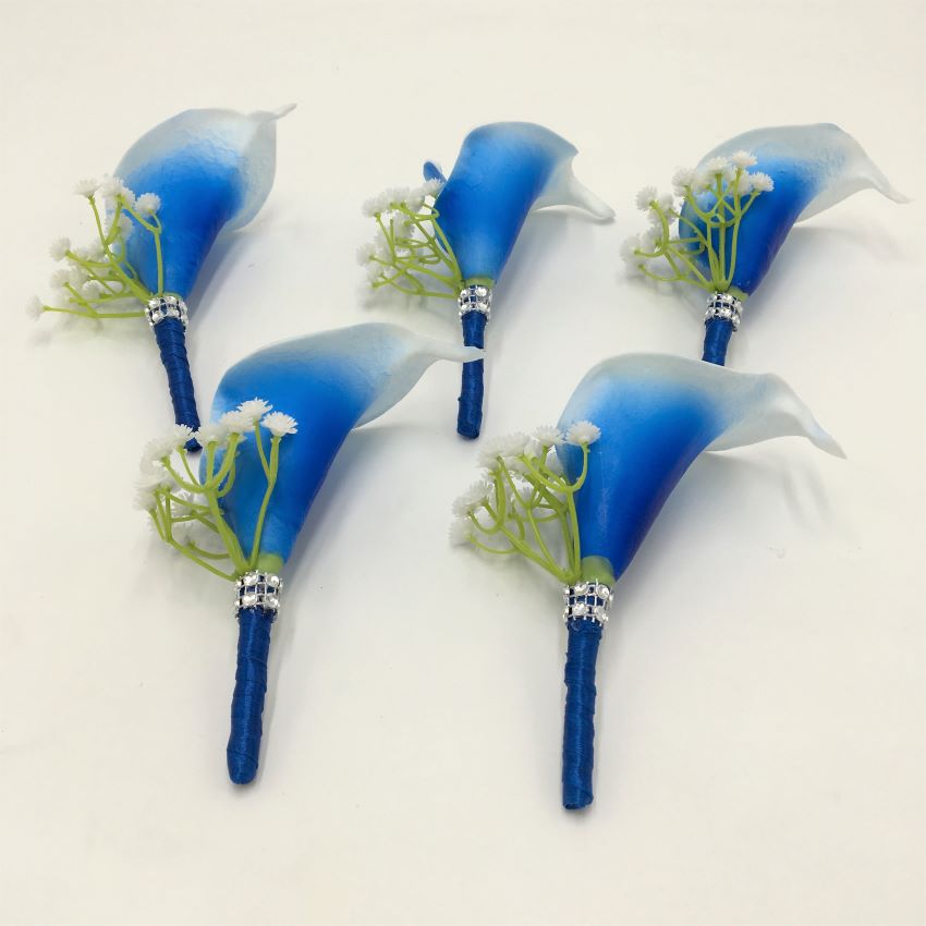 Corsages Boutonniere for Parents Wedding Blue Calla Lily