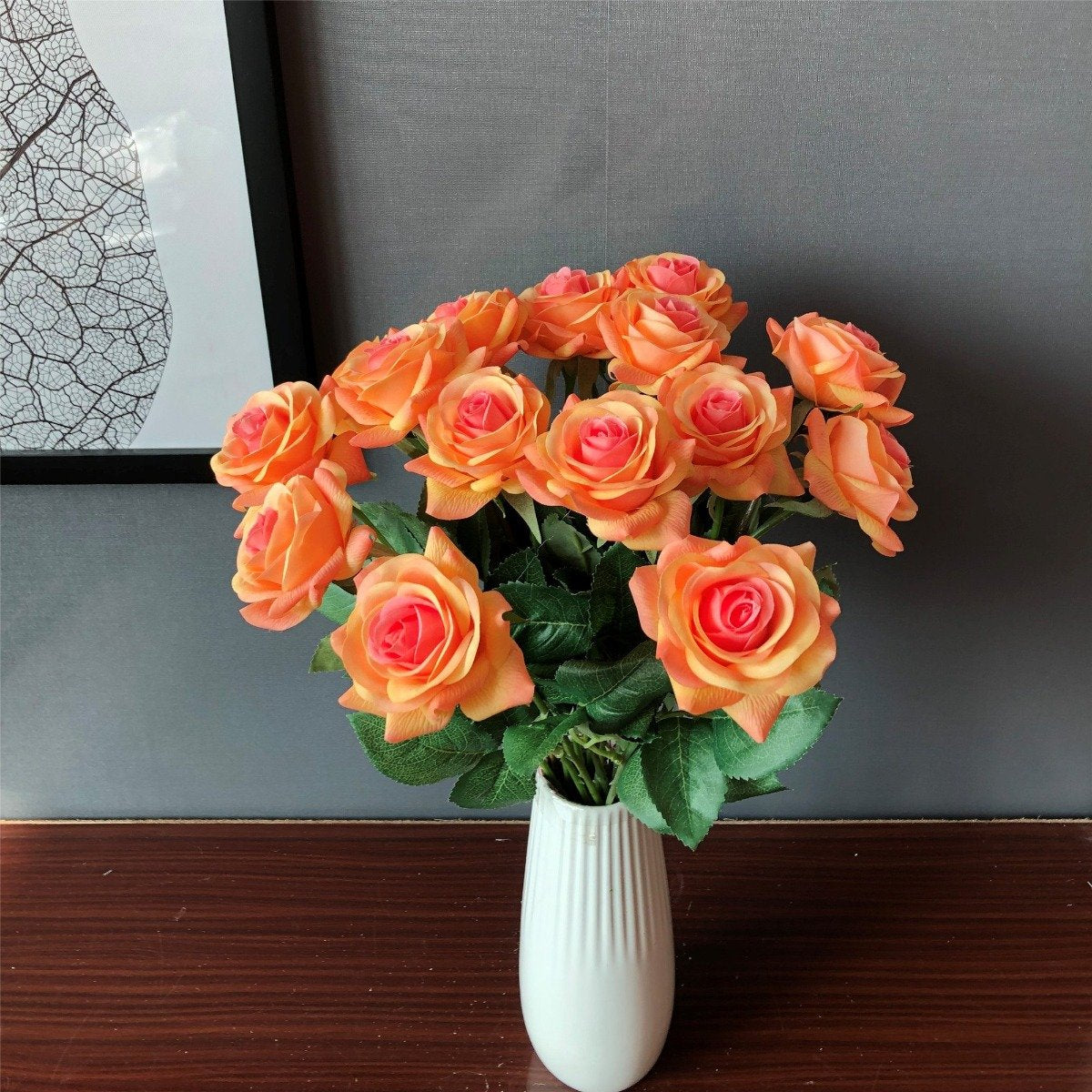 real touch orange roses