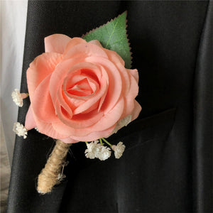 peach rose boutonniere