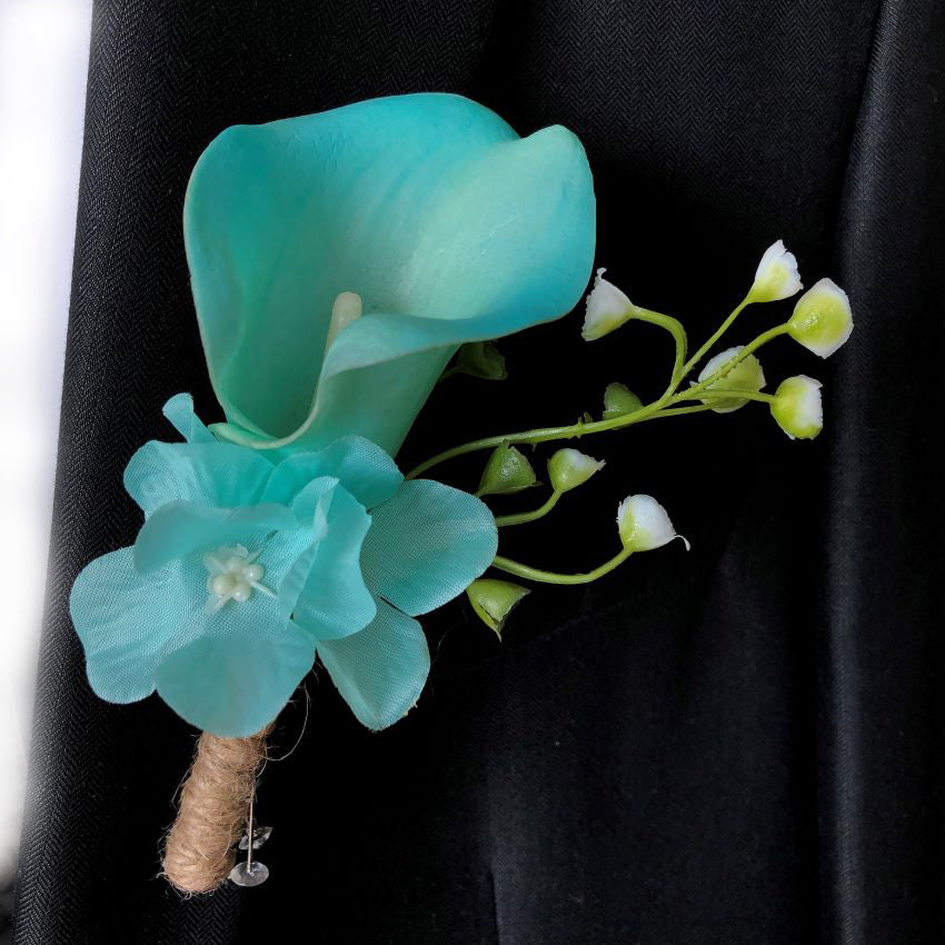 Wedding Boutonniere Pool Blue for Groom Best Man