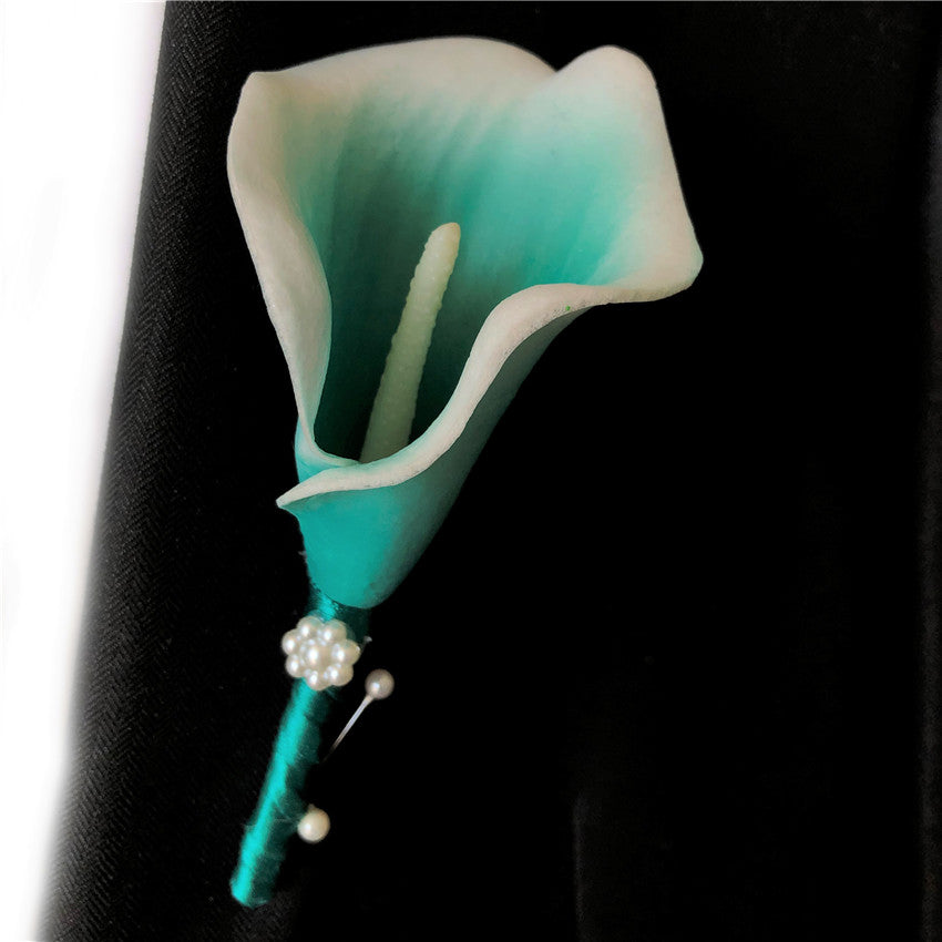 Simple  Flower Wedding Boutonniere Oasis Calla Lily Boutineer