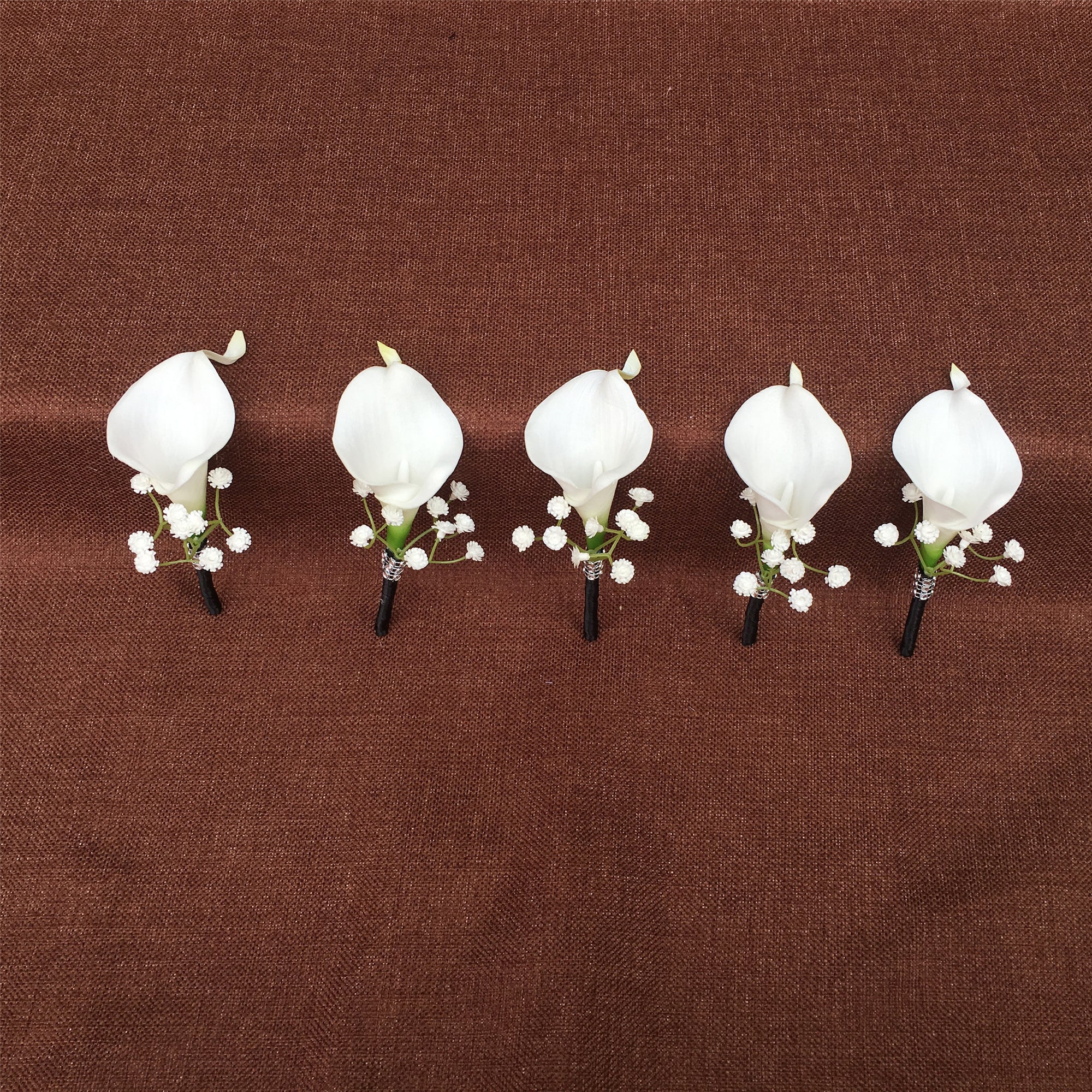 White Corsage Artificial Flower Grooms Boutonniere