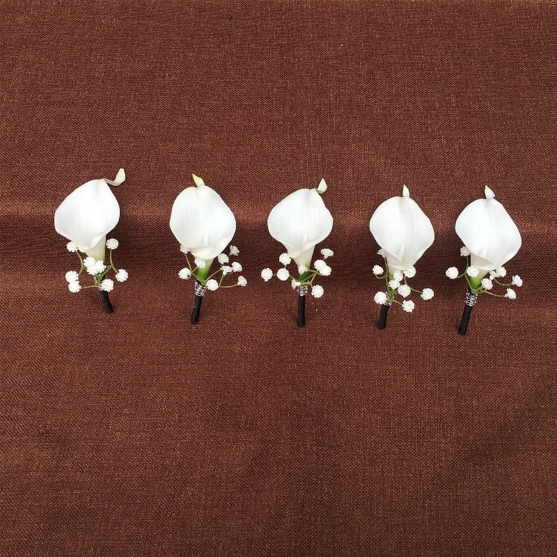 Groom Party Boutonniere Best Man Calla Lily Boutineer