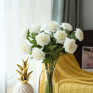 VANRINA Cream White Roses Artificial Wedding Flowers Home Decor 