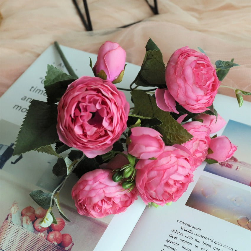 fuchsia peony silk flowers