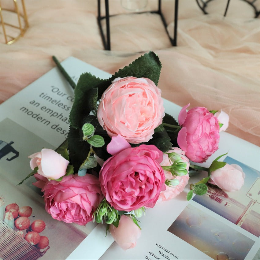 fake silk peony flowers pink