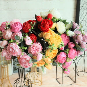 silk peony flower arrangement