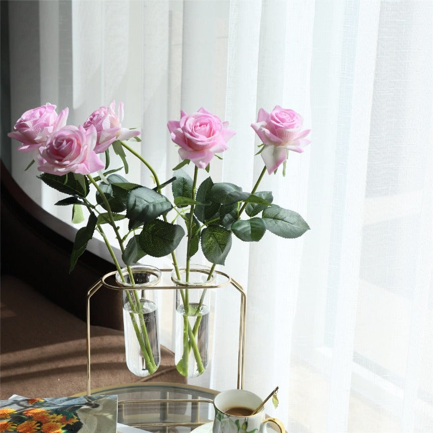 VANRINA Latex Roses Silk Flowers Artificial 10 Stems for Home Decor Pestal Lavender 2