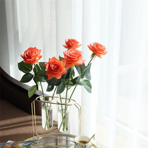 VANRINA Latex Roses Silk Flowers Artificial 10 Stems for Home Decor Burnt Orange 2