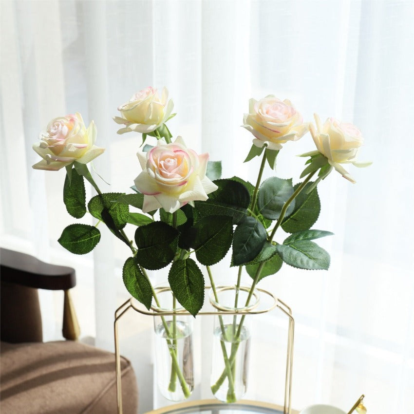VANRINA Latex Roses Silk Flowers Artificial 10 Stems for Home Decor Blush 1