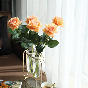 VANRINA Fall Wedding Flowers Orange Latex Silk Roses 1
