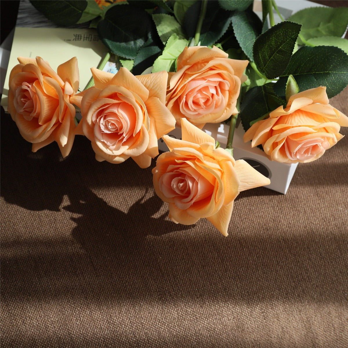 VANRINA Fall Wedding Flowers Orange Latex Silk Roses 2