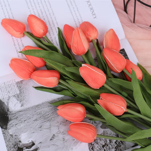 coral real touch tulips