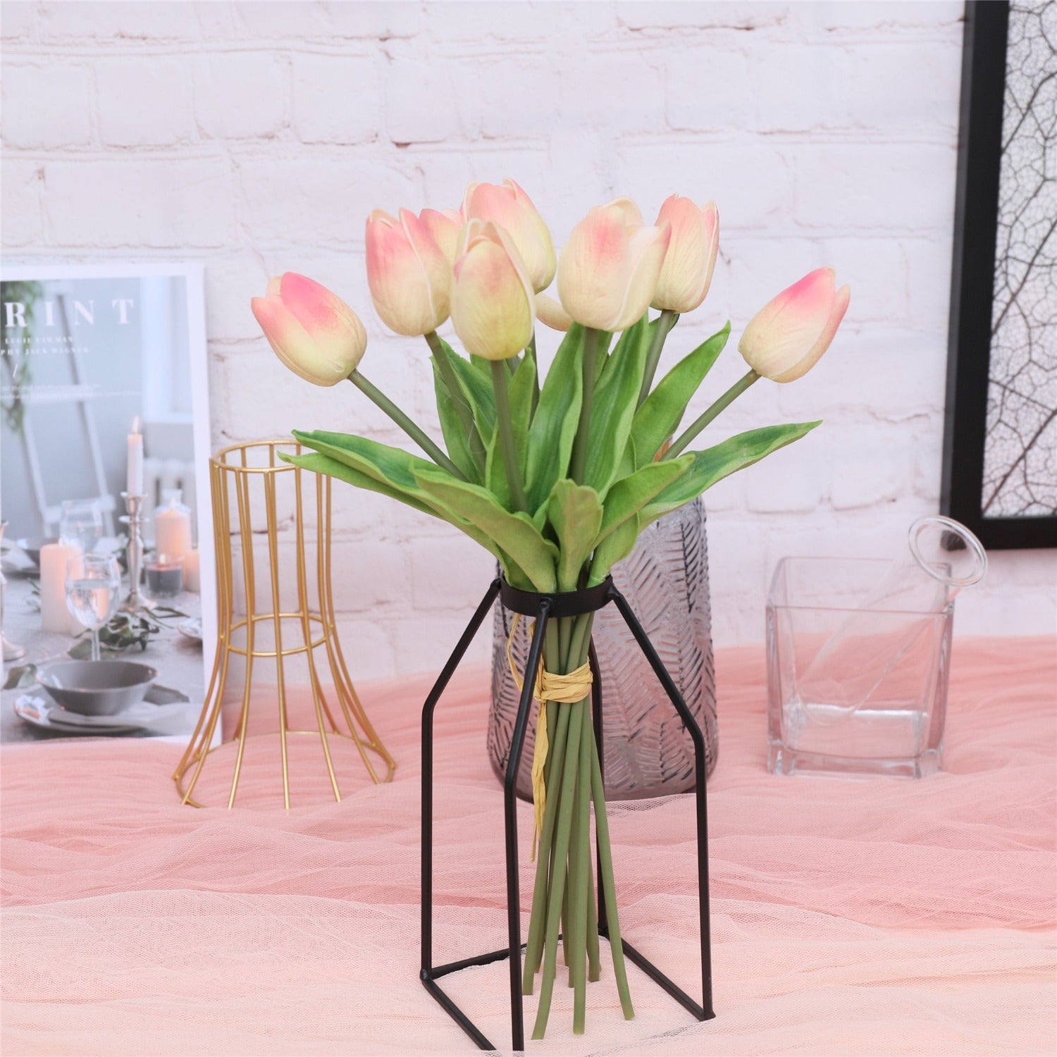 Pink Tulip Artificial Flowers for Home Decoration
