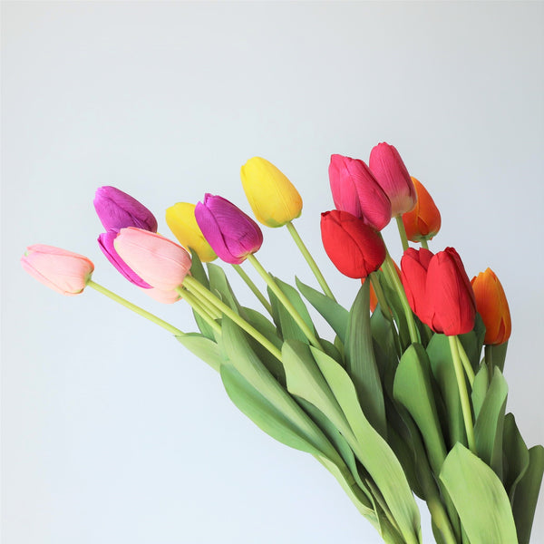 24 Pcs Fake Tulips Artificial Flowers, PU Artificial Tulips Real Touch