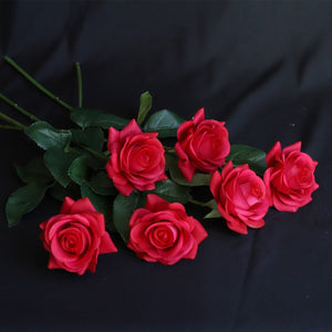 VANRINA Realistic Fake Flowers Real Touch Roses 10pcs fuschia