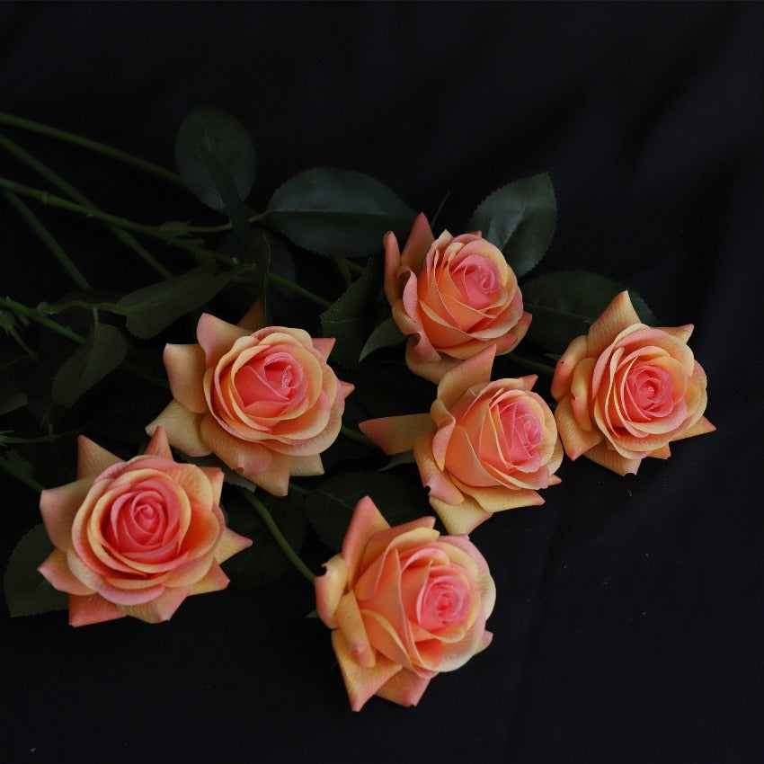 VANRINA Realistic Fake Flowers Real Touch Roses orange flowers