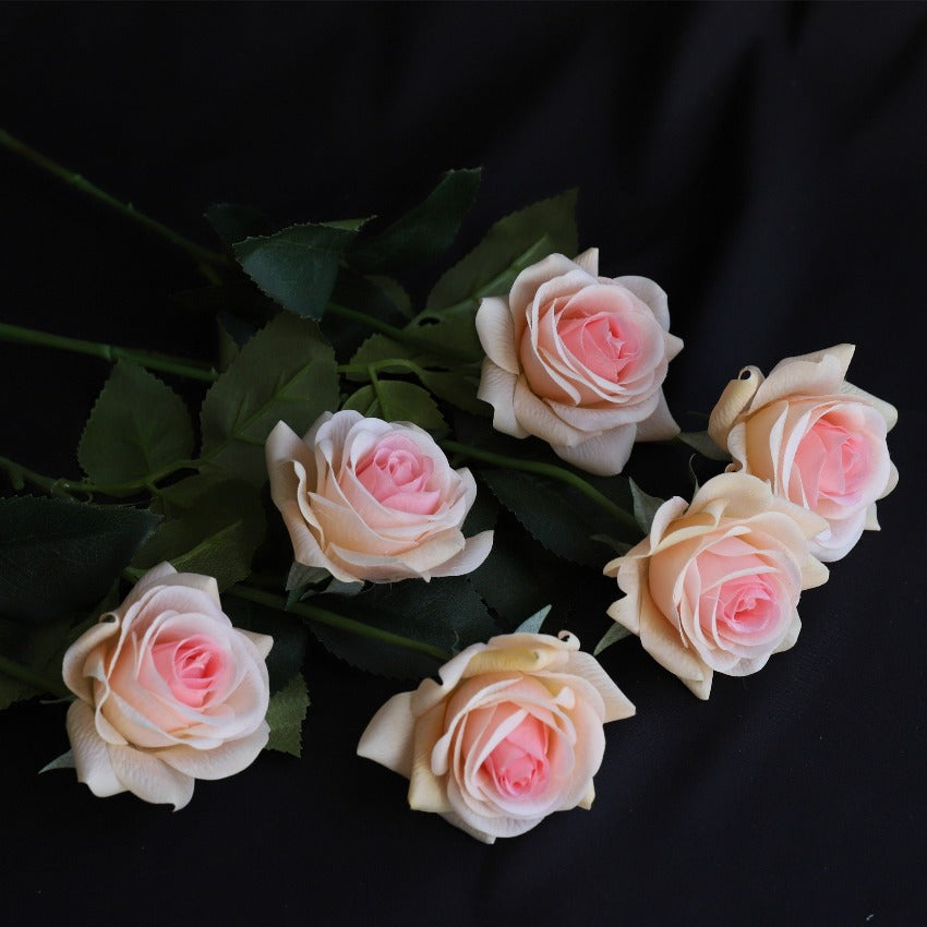 VANRINA Realistic Fake Flowers Real Touch Roses champagne roses