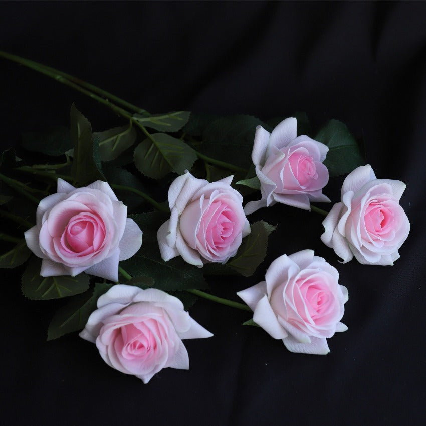 VANRINA Realistic Fake Flowers Real Touch Roses pastel pink flowers