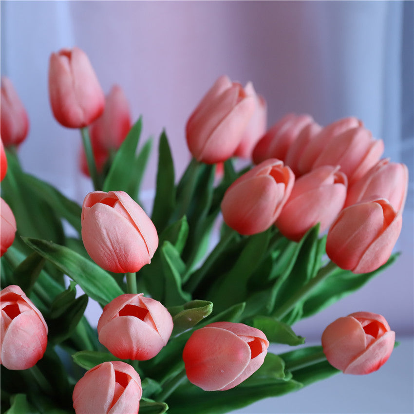 Wedding Coral Flowers Real Touch Tulips 30pcs
