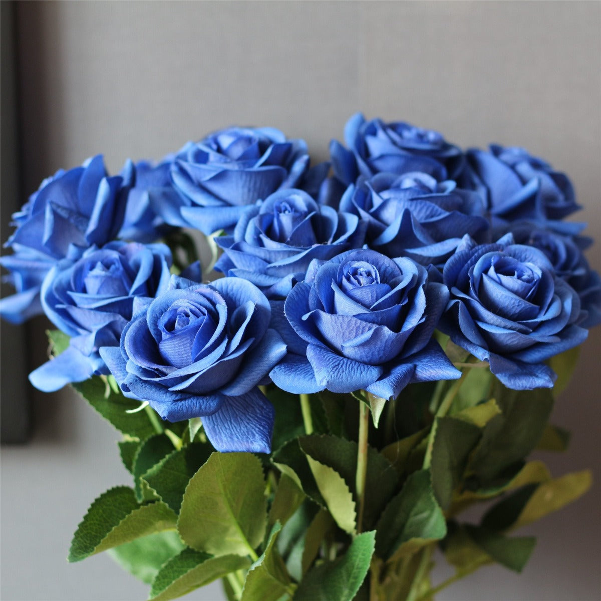VANRINA Royal Blue Wedding Flowers Real Touch Faux Flowers Roses 4