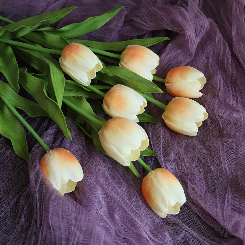 Real Touch Fake Tulips Flowers for Floral Arrangement 20"