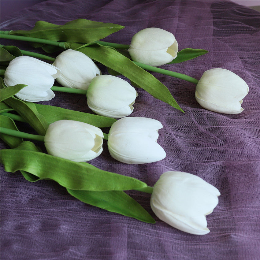 Real Touch Fake Tulips Flowers for Floral Arrangement 20"