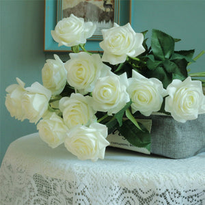 VANRINA Cream White Artificial Flowers Silk Roses for Wedding Centerpieces