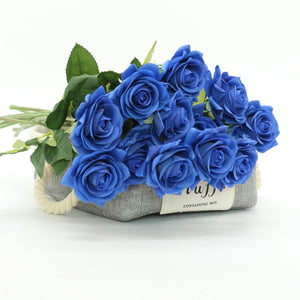 VANRINA Royal Blue Wedding Flowers Real Touch Faux Flowers Roses 1