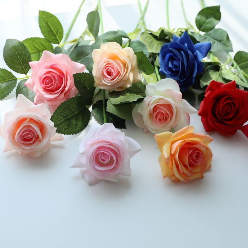 Natural Touch Roses Fake Wedding Flowers Bulk - VANRINA