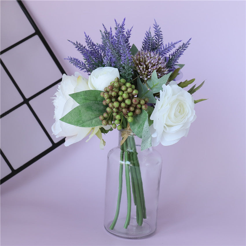 White Ranunculus Peony Fake Flower Bouquet