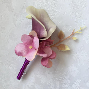 plum calla lily boutonniere